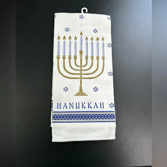 Hanukkah Tree Menorah Star Of David Cotton Dish Tea Towel Kay Dee - Picture 1 of 10